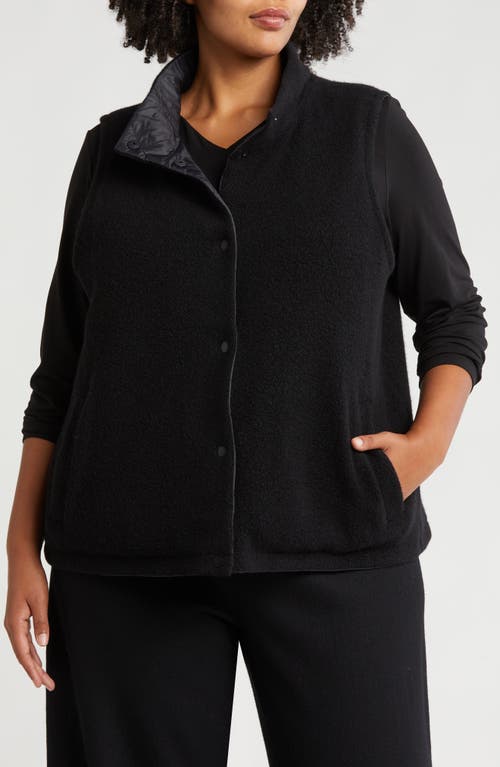 Eileen Fisher Reversible Quilted Stand-collar Vest In Black