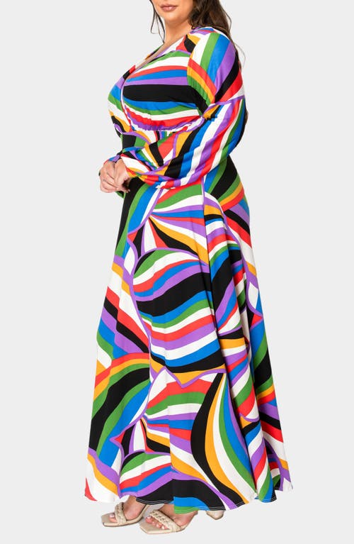 Shop L I V D Vacanza Abstract Print Long Sleeve Maxi Dress In Vibrant