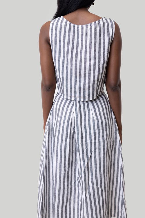 Shop Reistor Boxy Crop Top In Striped Linen (sl)