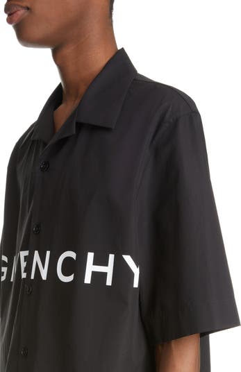 Boxy Fit Logo Button-Up Camp Shirt