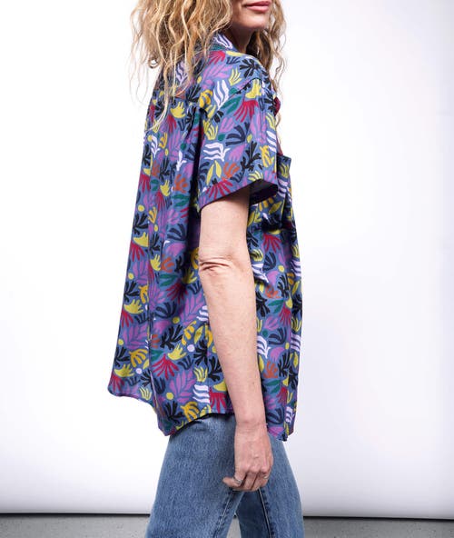 Wildfang The Empower Button Up In Sea Coral Oxford Blue Multi