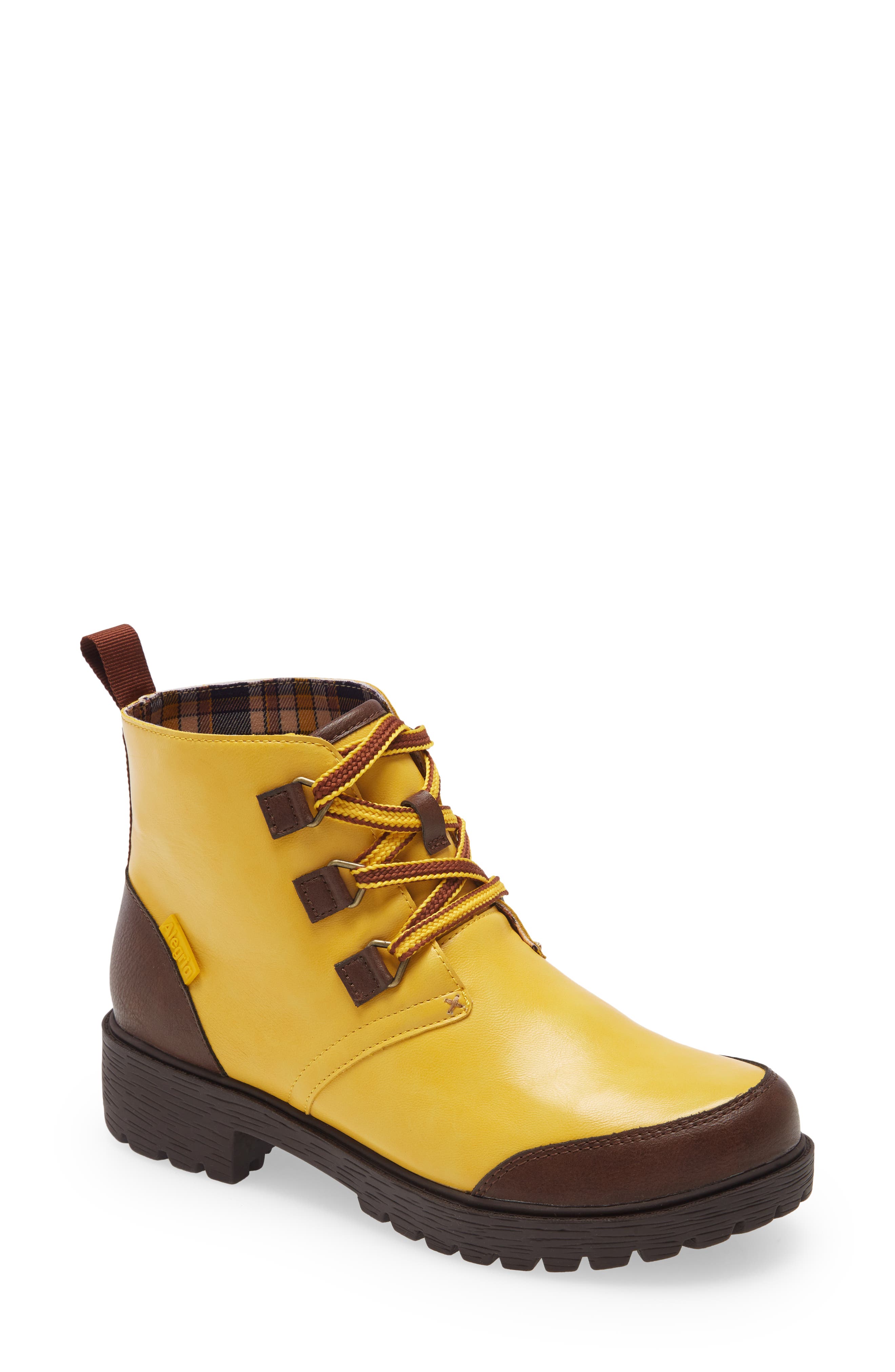 yellow leather boots womens