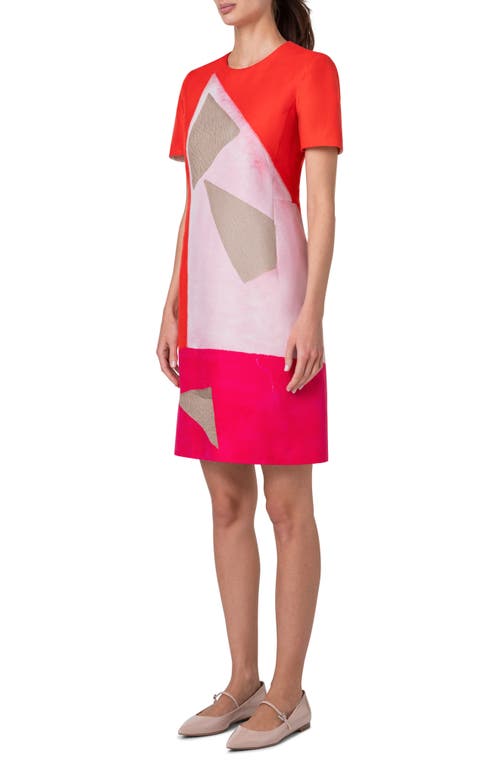 Shop Akris Spectra Print Cotton & Silk Blend Double Face Dress In Poppy-multicolor