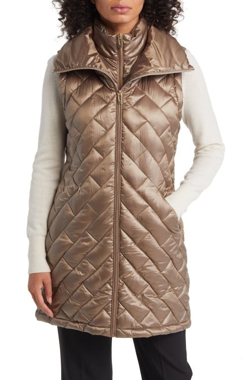 Quilted Puffer Vest with Bib in Gold
