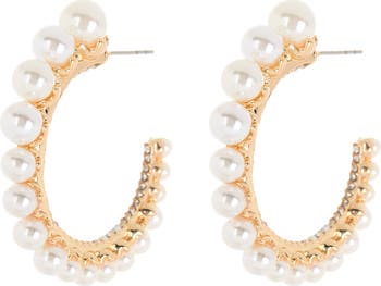 Baublebar pearl 2025 hoop earrings