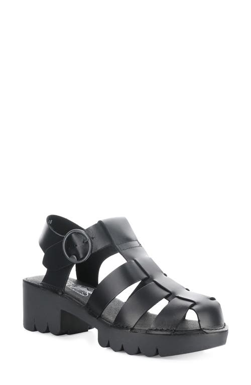 Shop Fly London Emme Platform Fisherman Sandal In Black/black Bridle