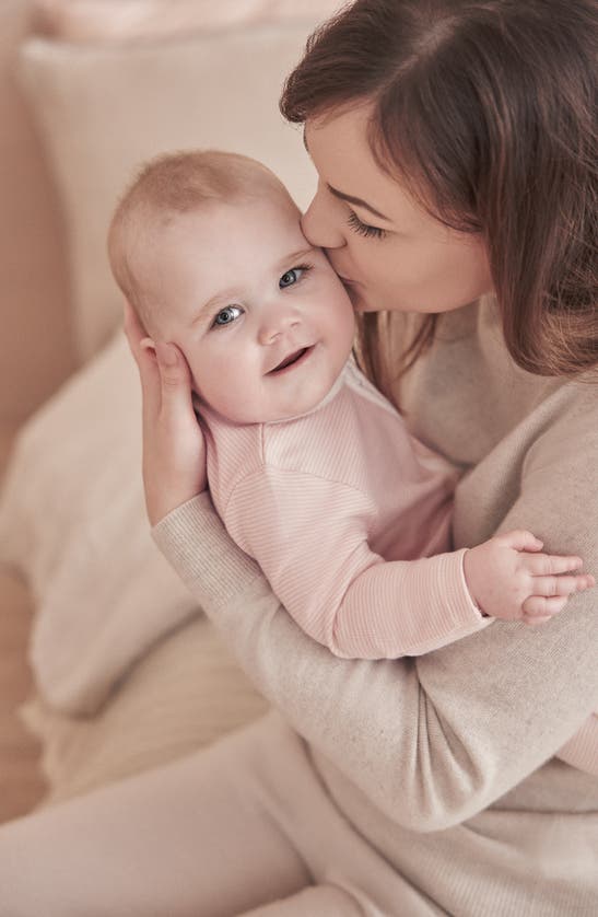 Mori Stripe Fitted One-piece Pajamas In Blush Stripe