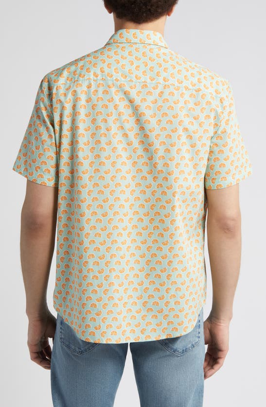 Johnston & Murphy Citrus Print Short Sleeve Cotton Button-down Shirt In Green/orange