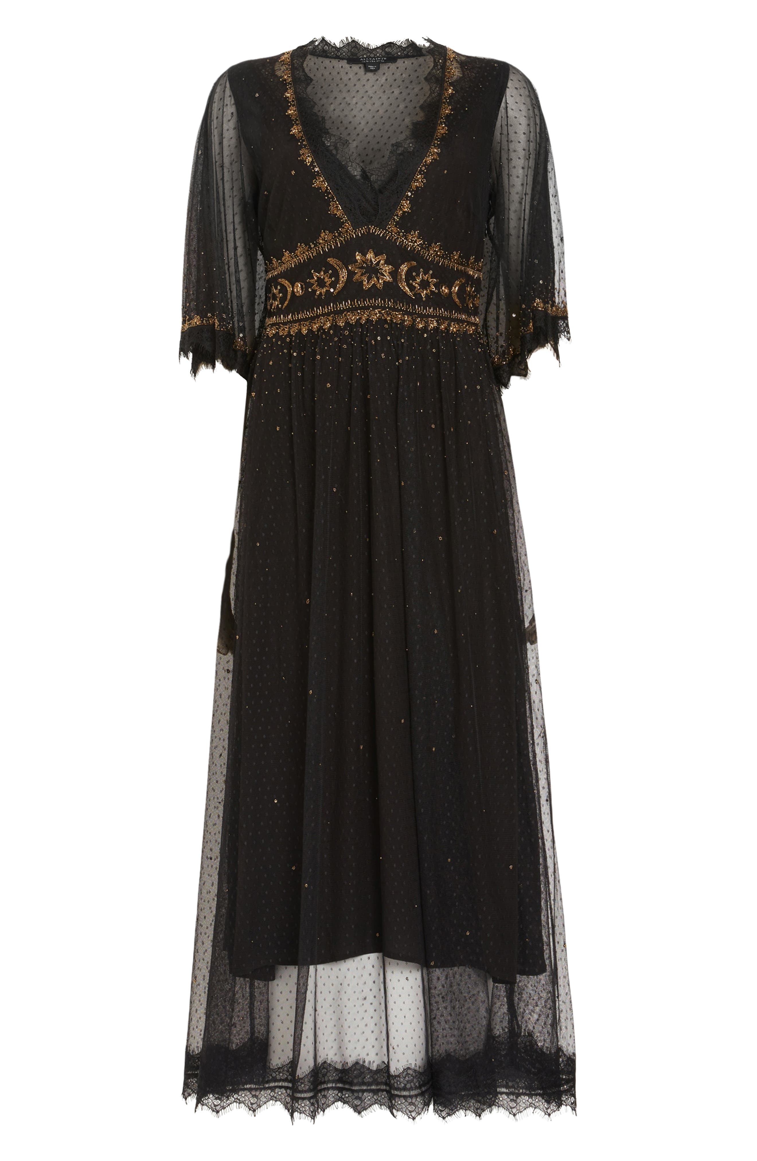 AllSaints Chaya Metallic Embroidered Maxi Dress in Black/Antique Gold | Smart Closet AllSaints Chaya Metallic Embroidered Maxi Dress in Black/Antique Gold | Smart Closet