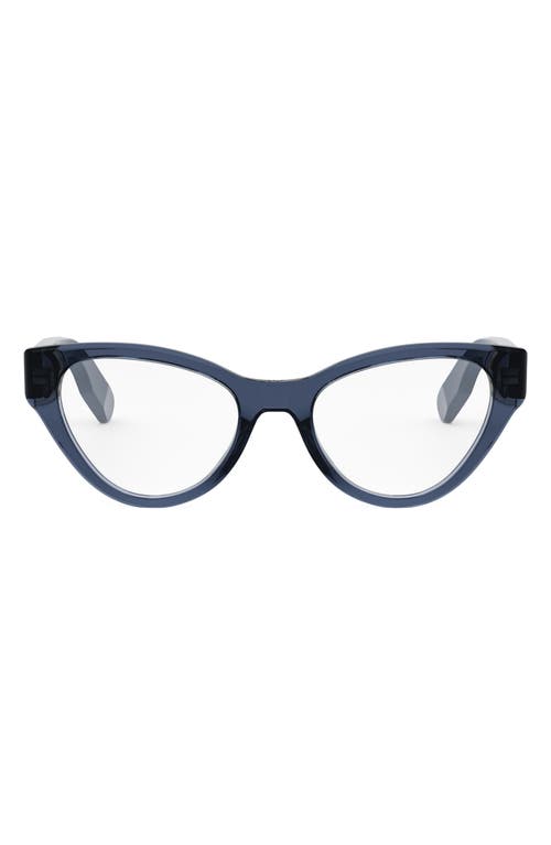 Shop Dior Lady 95.22 B1i 52mm Cat Eye Optical Glasses In Shiny Blue