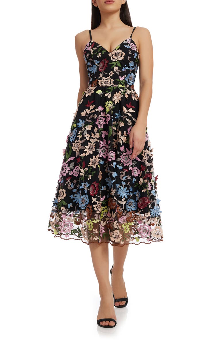 Dress the Population Maren Floral Embroidery Fit & Flare Cocktail Dress ...