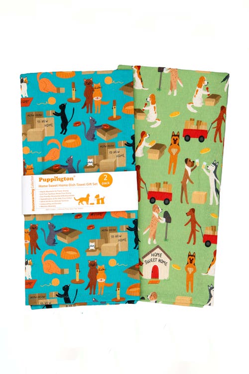 Puppington Dog & Cat Kitchen Towels In Home Sweet Home