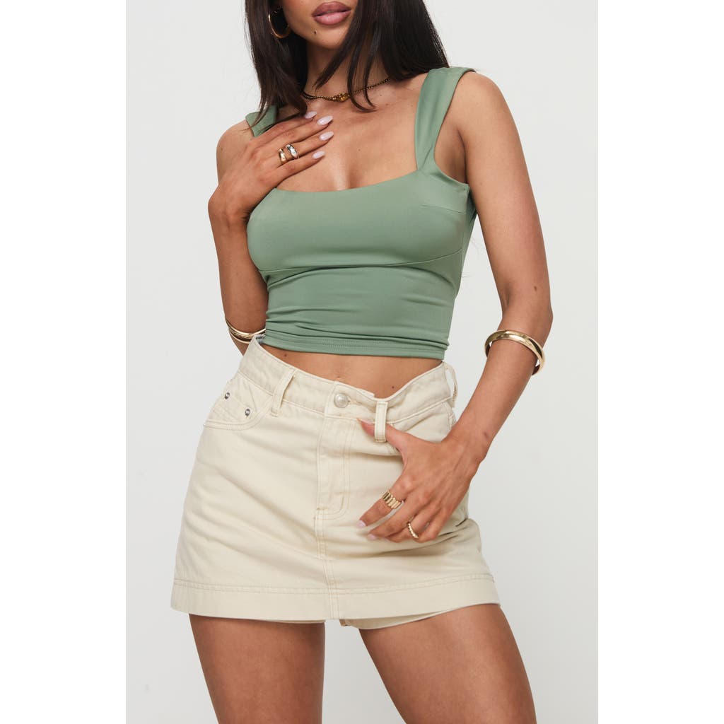 Shop Princess Polly Imelda Open Back Crop Tank In Green
