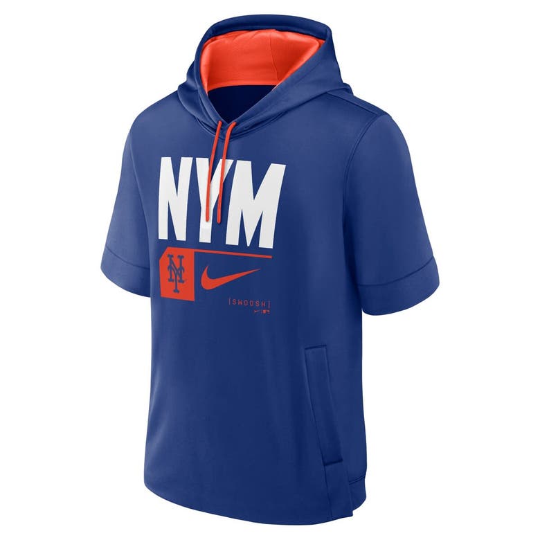 Shop Nike Royal New York Mets Tri Code Lockup Short Sleeve Pullover Hoodie
