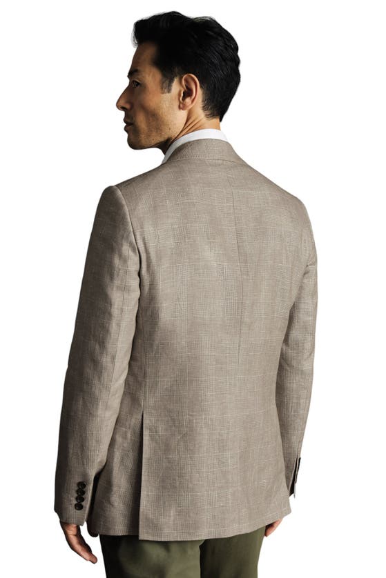 Charles Tyrwhitt Linen Cotton Slim Fit Jacket In Mocha