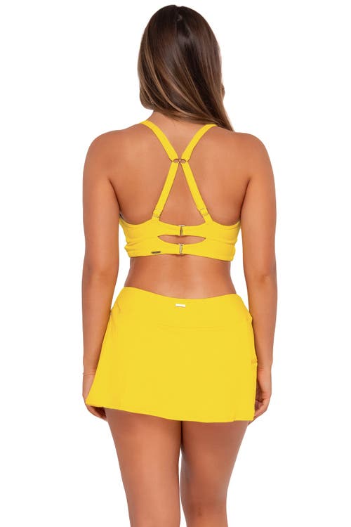 Shop Sunsets Sporty Swim Skirt In Lemon Zest Sandbar Rib