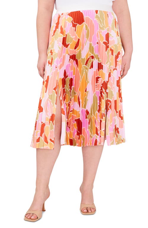 halogen(r) Abstract Print Double Slit Pleated Midi Skirt in Canyon Sunset