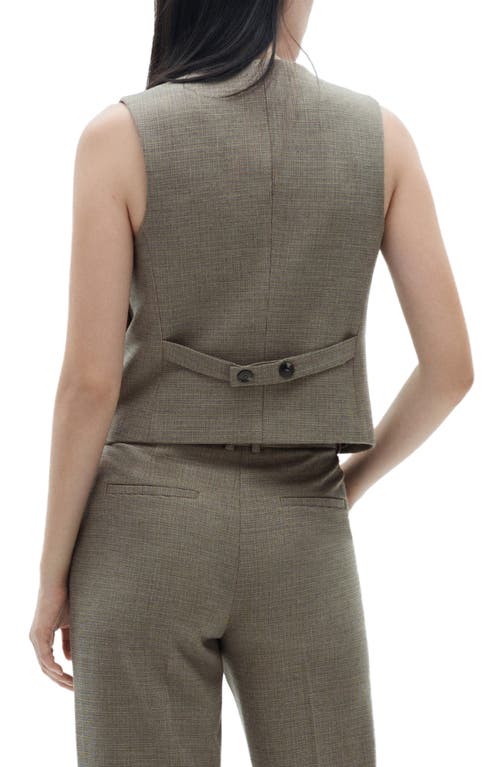 Shop Mango Liam Houndstooth Microcheck Vest In Khaki