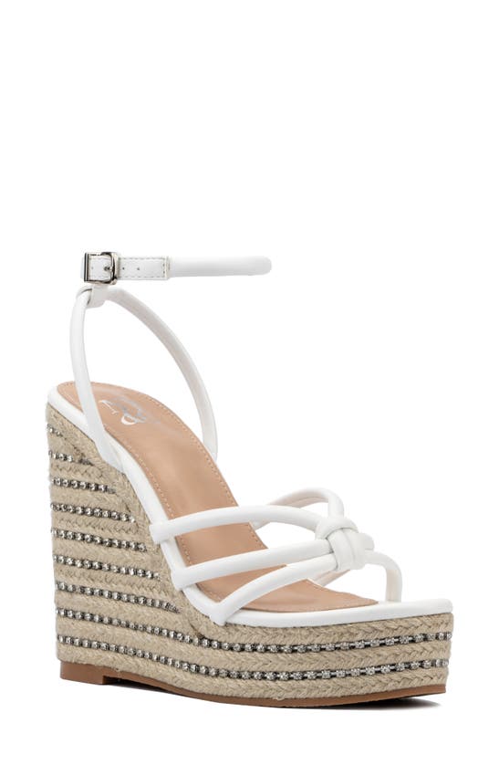 New York And Company Electra Platform Wedge Espadrille Sandal In White