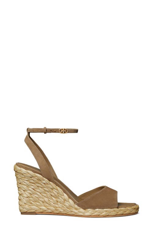 Shop Tory Burch Double T Wedge Sandal In River Rock