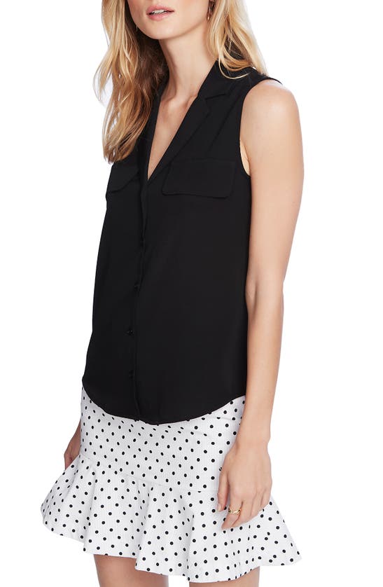 Shop Court & Rowe Collared Button Front Sleeveless Shirt In Rich Black
