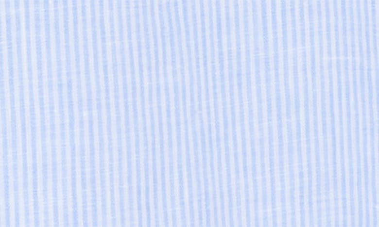 Bugatchi Julian Shaped Fit Pinstripe Linen Button-up Shirt In Sky