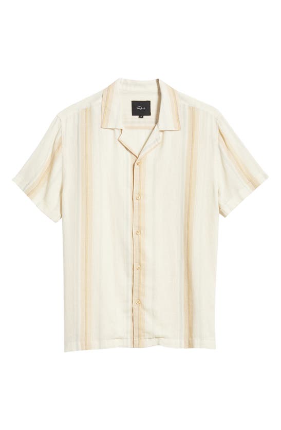 Shop Rails Amalfi Stripe Short Sleeve Linen Blend Button-up Shirt In Farro Dove Stripe