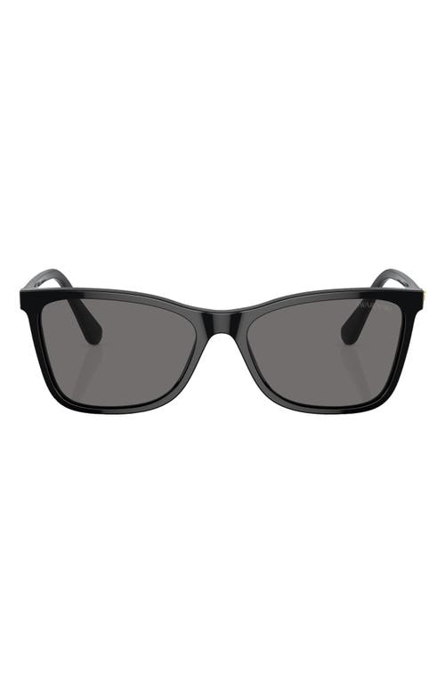Swarovski 56mm Polarized Rectangular Sunglasses in Black at Nordstrom