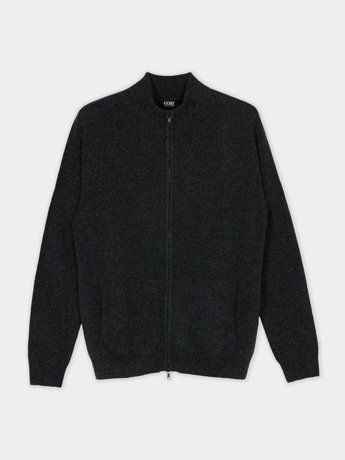 Shop Gobi Cashmere Full-zip Cashmere Cardigan In Charcoal