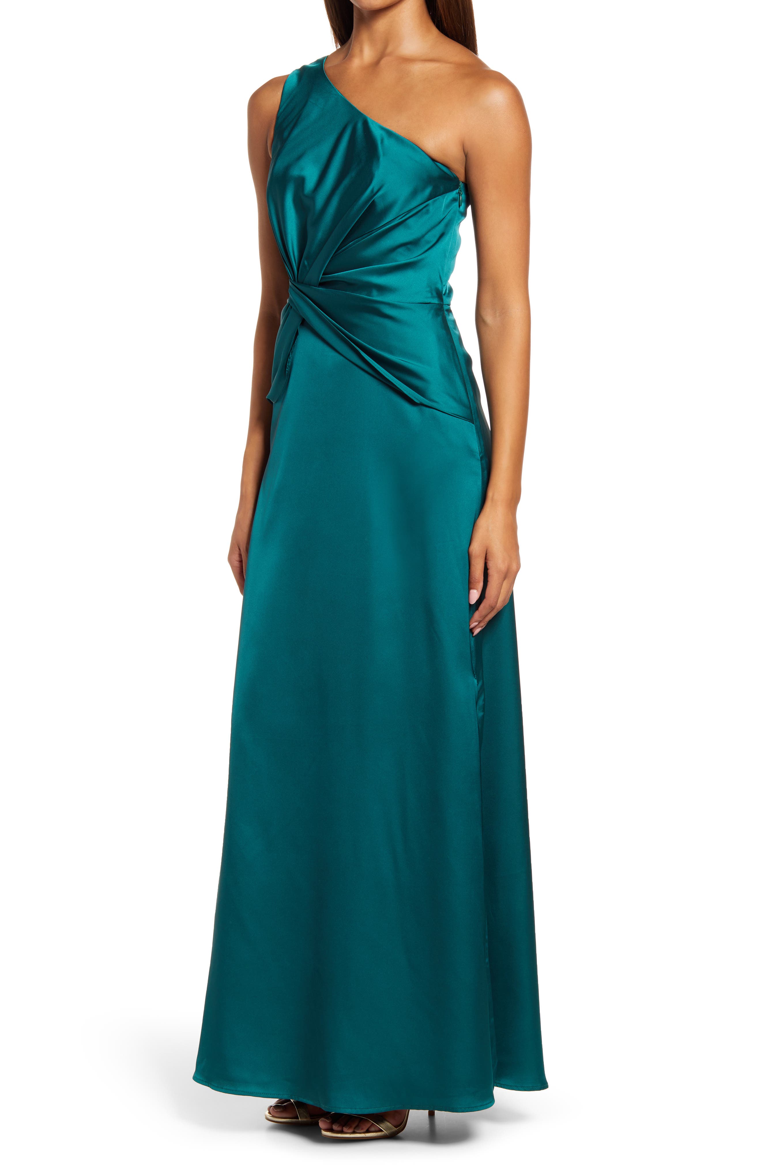 Chi Chi London One-Shoulder Satin Dress 