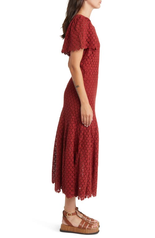 The Great The Harmony Cotton-guipure Lace Midi Dress In Garnet