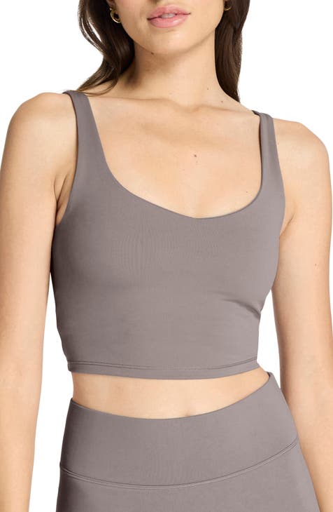  Women's Seamless Wire Free Bra Scoop Neck Pullover Bra with  Built-in Cups, Ribbed Exercise Support Tank Top Bralette Beige : Sports &  Outdoors