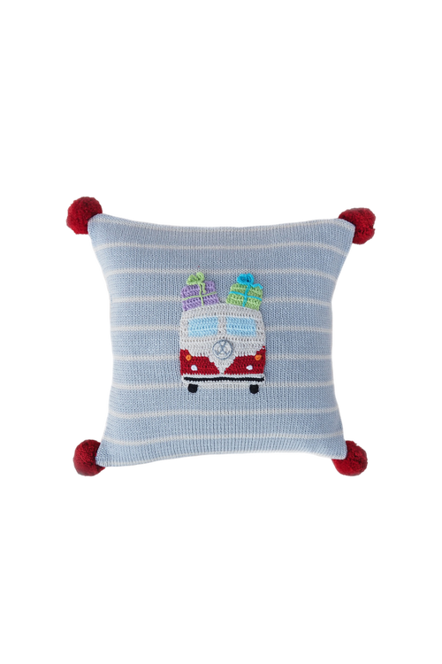Melange Collection 10" Van With Gifts Pillow In Grey