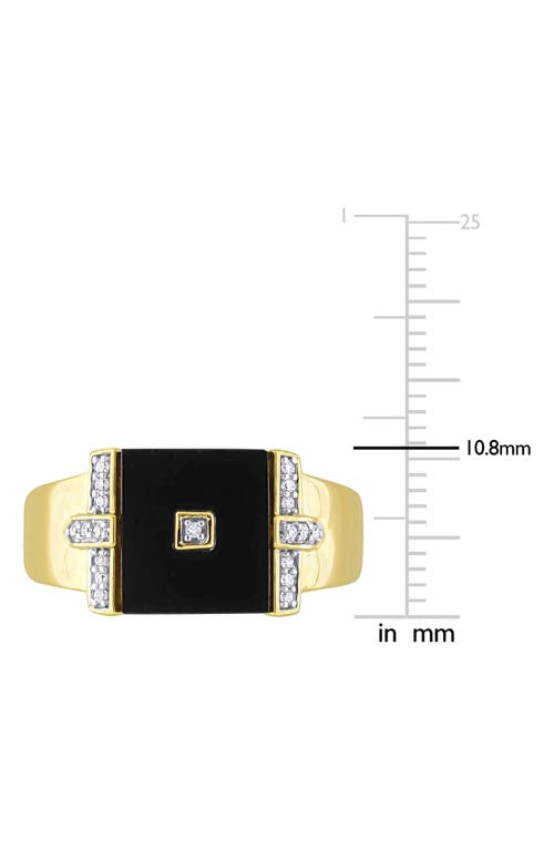 Shop Delmar Onyx & Diamond Square Ring In Gold/black