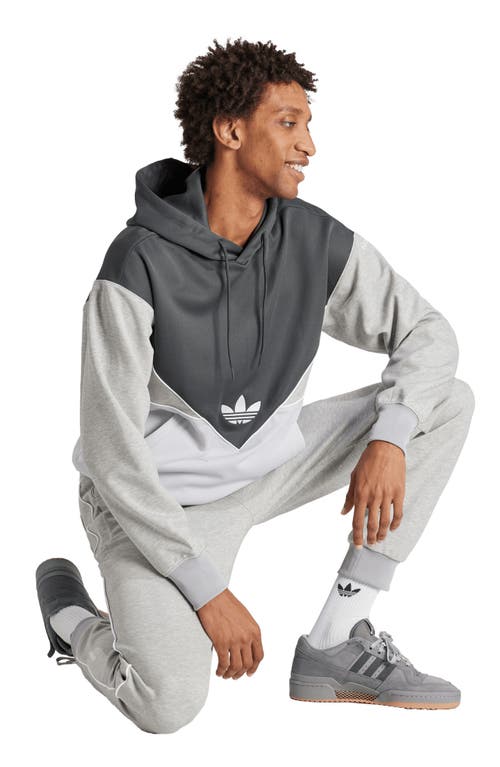 Shop Adidas Originals Colorado Colorblock Hoodie In Dark Grey/light Grey/grey