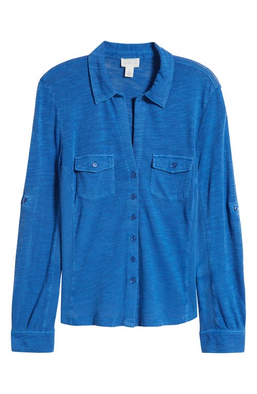 Shop Caslonr Caslon(r) Roll Tab Knit Shirt In Blue Marmara