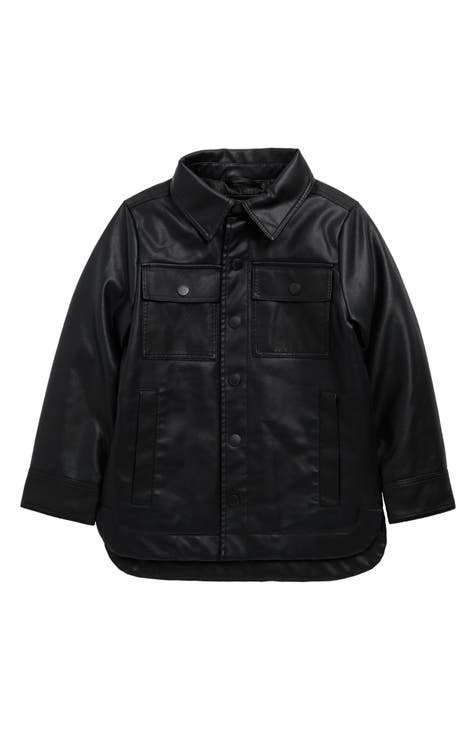 Kids' Faux Leather Shirt Jacket (Big Kid)