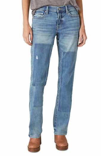 Lucky Brand Sweet Straight Patched Mid Rise Straight Leg Jeans