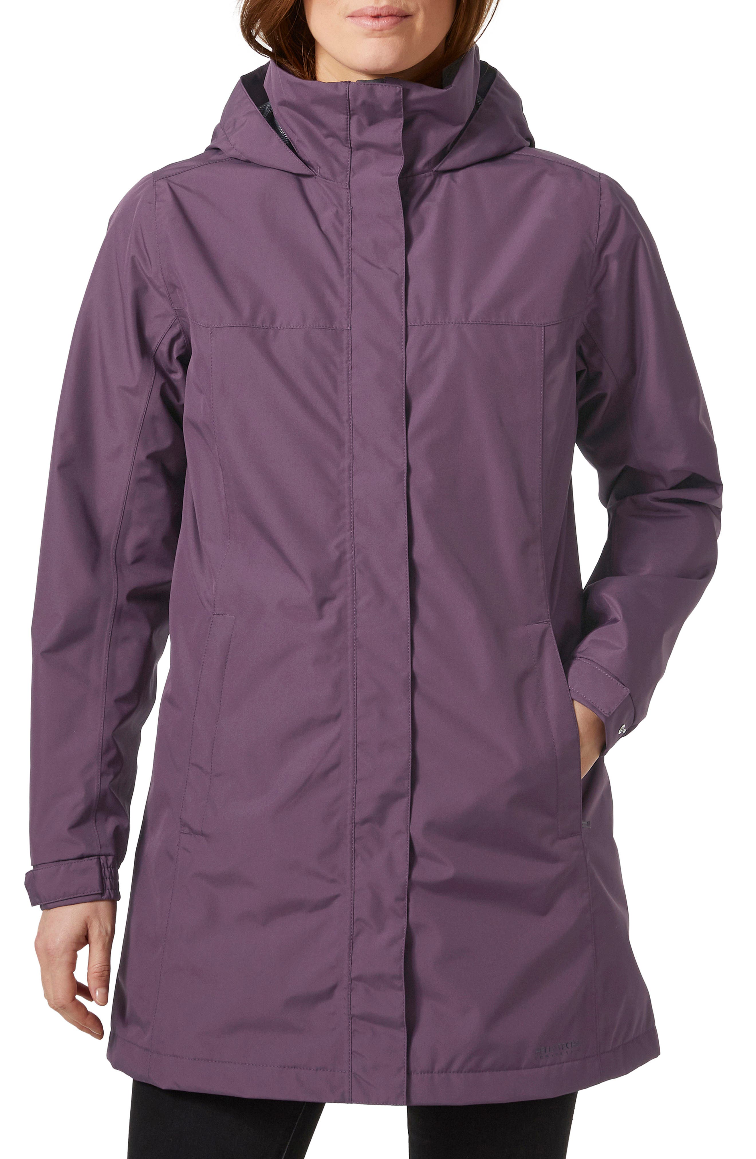 long purple raincoat