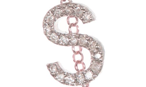Meshmerise Bezel Diamond Initial Chain Necklace In Rose-s