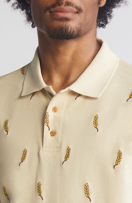 Shop Carrots By Anwar Carrots Wheat Embroidered Cotton Polo In Bone
