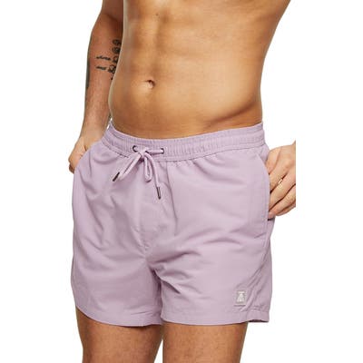 Topman Hester Solid Swim Trunks, Purple