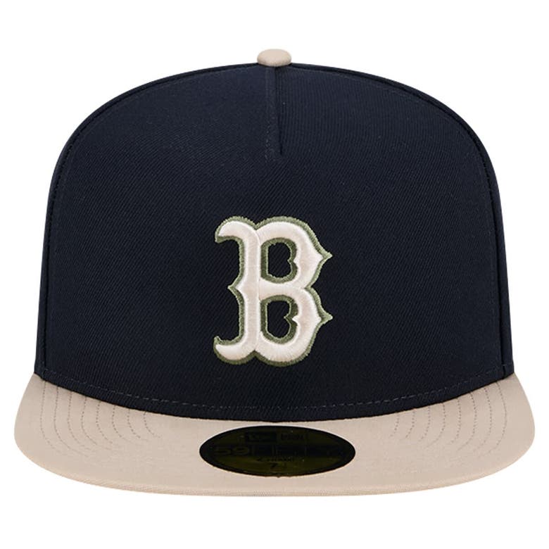 Shop New Era Navy Boston Red Sox Canvas A-frame 59fifty Fitted Hat