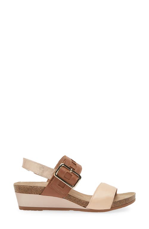 Shop Naot Dynasty Wedge Sandal In Pale Blush/caramel/gold