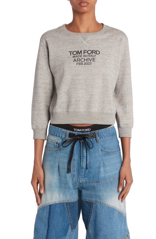 Tom Ford Logo Graphic Cotton Sweatshirt In Grey/black