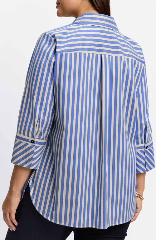 Shop Foxcroft Madison Neutral Stretch Shirt In Blue