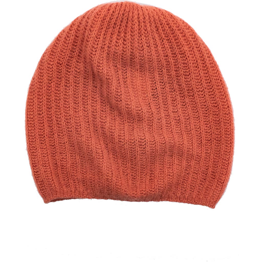 Portolano Rib Knit Cashmere Beanie In Coral