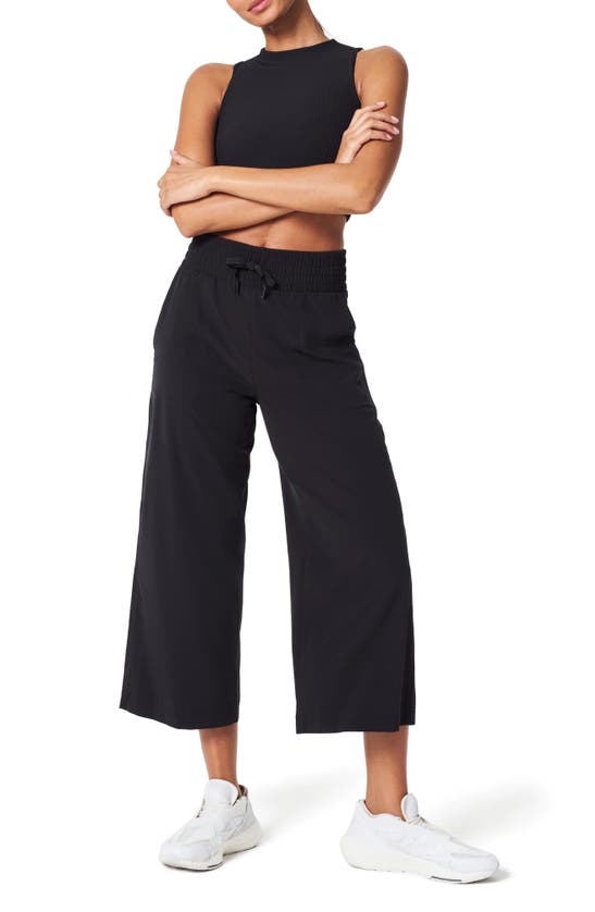 Shop Spanx ® Casual Fridays Elastic Waist Crop Wide Leg Pants In Very Black