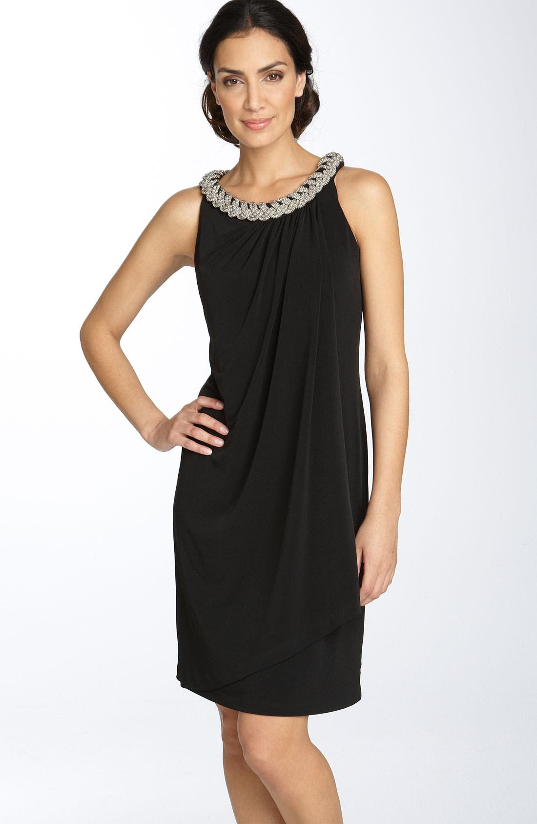 Donna Ricco Chain Neck Matte Jersey Shift Dress Nordstrom