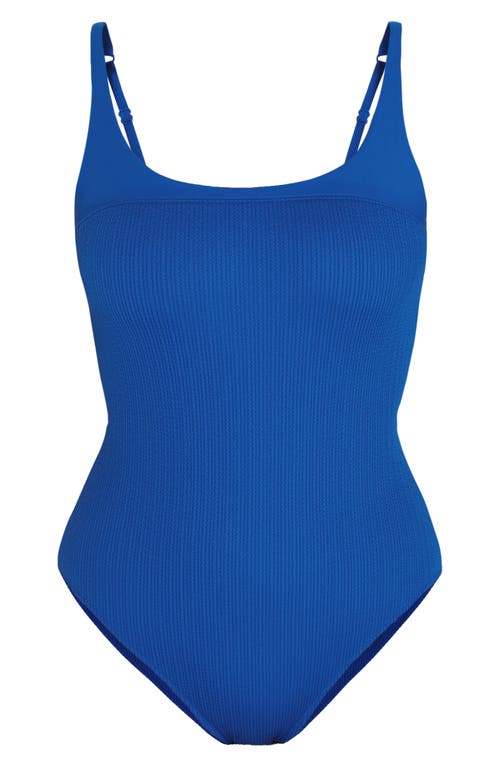 Shop Sweaty Betty Capri Crinkle One-piece Swimsuit In Lightning Blue